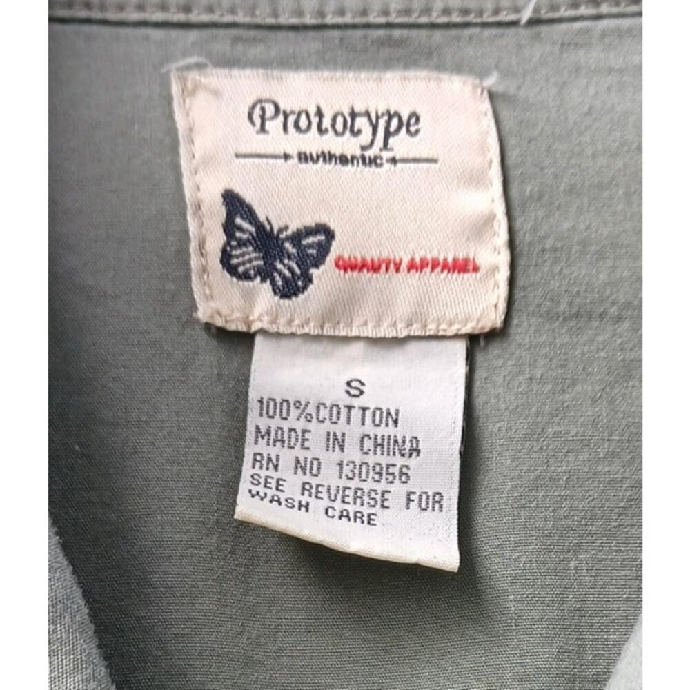 Sage Green Utility Military Shirt Jacket Snap Front Cotton Small Gorpcore - Picture 6 of 8